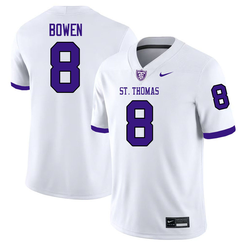 St. Thomas-Minnesota Tommies #8 Patrick Bowen College Football Jerseys,Uniforms-White